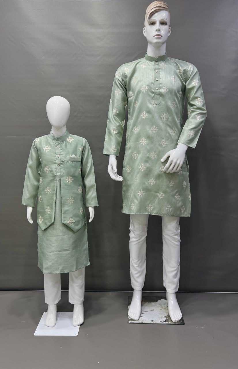 YNF PARBON SILK RBV GOLDEN WHOLESALE MENS & KIDS COMBO SET MANUFACTURER